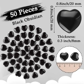Gerrii 50 Pcs Heart Healing Stone Bulk Quartz Heart Inspirational Stones Gift for Women Love Pocket Polished Natural Energy Balancing Meditation 0.8 Inch(Black)