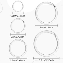 oruola 50pcs Key Ring Hoop Set,304 Stainless Steel Keyring Rings,5 Sizes Round Key Rings,Durable Flat Keyrings Split Rings for Crafts,DIY and Key Organization (15mm,20mm,25mm,30mm,35mm,Silver)