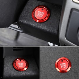 TOPKU Aluminum Engine Start Stop Push Button Cover Trim Compatible with Ford F-150 2016-2021 Car Engine Ignition Start Button Cap Surrounding Trim Ring Decoration Accessories (Red)