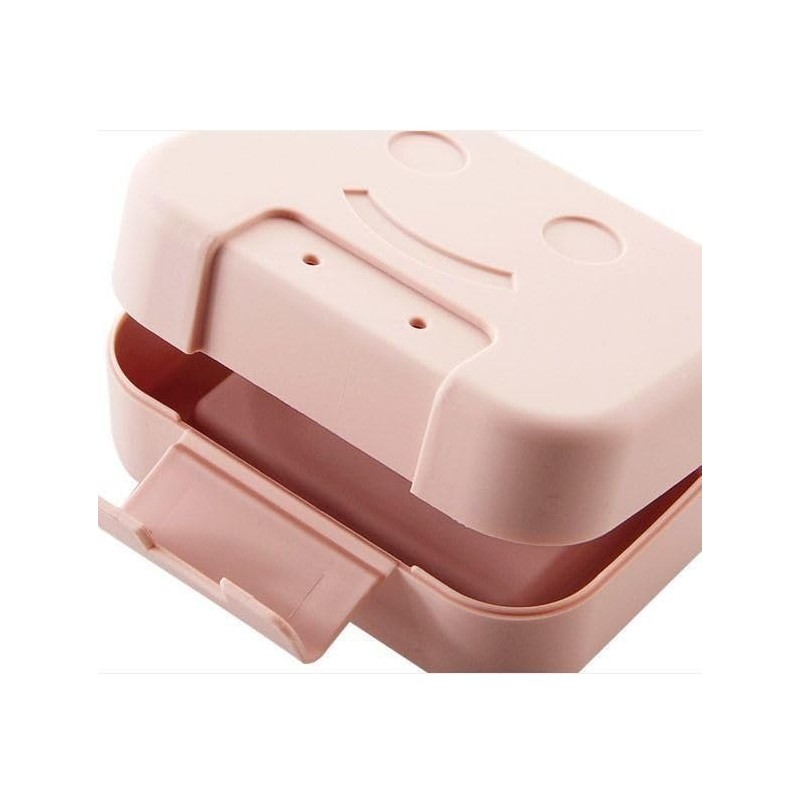 Walquicks 4 Pcs Travel Plastic Soap Box, Smiling Face Holder