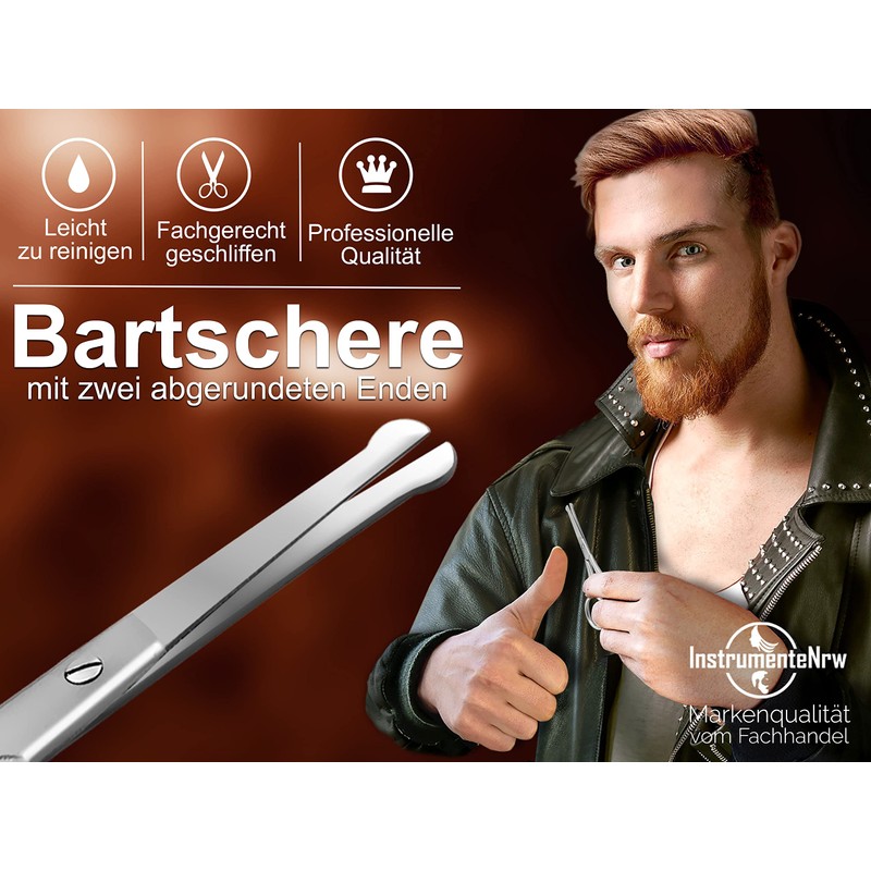 Curved Hair Mustache Scissors Beard Scissors – 9 Cm – Stainless Steel – Straight Cut Top