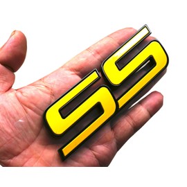 2Pcs Front Door SS Emblem 3D Badge Nameplates Replacement for 06-10 Chevy Impala Trailblazer SS 15211285 Origianl Size (Yellow)