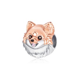 praymos Corgi Dog Charm 925 Sterling Silver Animal Gifts Cute Puppy Jewelry Dog Charms for DIY Bracelets