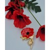 GFM® Womens Red Poppy Flower Brooch Badge for Remembrance Day