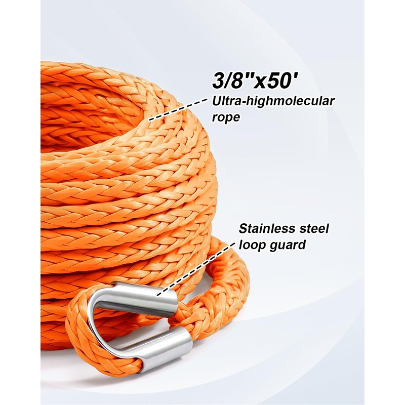 Kolvoii Winch Rope Extension 3/8 Inch x 50 Ft 26,500