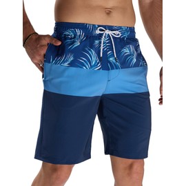 Arcweg Men's Swimming Shorts 2 in 1 Quick Dry Long Swimming Trunks with Compression Lined Surfing Stretchy Beach Shorts with Zipper Pockets XS(UK)