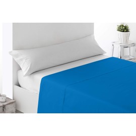 Miracle Home. Flat Sheet, Soft and Comfortable, 100% Brushed Microfibre, Wrinkle Free and Anti Peel, 210 x 270 cm, for 135 cm Beds, Blue