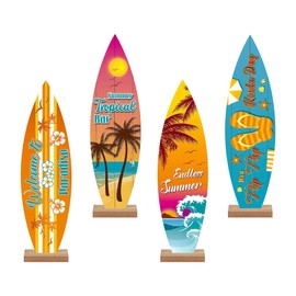 Gxdamxz Surfboard Decoration Wood Table Decoration for Indoor Outdoor Decoration Maritime Style Surfboard Decoration Pack of 4