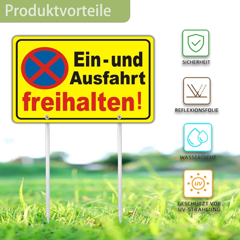 Felexdo Einfahrt Freihalten Sign with Posts, 30 x 20 cm