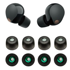 VSuRing Memory Foam Tips for Sony WF-1000XM5 WF-1000XM4 with Dust Mesh Soft Anti-Slip Noise Canceling Fit in Case Eartips Earbuds Replacement Ear Tips Ear Tip Earbud for Earphones Black 4pairs M