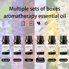 6pcs Floral Essential Oils Set - for Use with Essential Oil Diffusers. Includes Lavender, Rose, Chamomile, Bluebell, Cherry Blossom, and Osmanthus fragrans