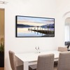 Dock Framed Canvas Wall Art - Lakeside Sunset Picture Pier