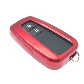 Nordecco ABS Gloss Protective Case Compatible with Toyo-ta CHR Camry Corolla RAV4 Highlander C-HR Prius Land Cruiser Prado Avalon, Hybrid 2 3 4 Button Keyless Remote Control (Gloss Red)