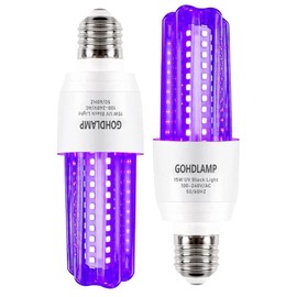 GOHDLAMP LED Black Light Bulb 15W Blacklight Bulbs LED Not-Dimmable, 120V E26 Standard Base, UVA Level 395-400nm, Glow in The Dark for Body Paint, Blacklights Party, Fluorescent Poster- 2 Pack