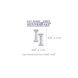 Silvershake Cubic Zirconia White Gold Plated 925 Sterling Silver Minimalist Twin Baguette Shape Geometric Casual Stud Post Earrings April Gemstone Birthstone Jewelry for Women, Sterling Silver Rhodium