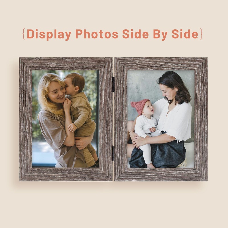 Golden State Art, 5x7 Double Picture Frame Vertical Hinged Photo