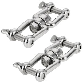 Laorde Double Shackle Swivel for Boat 1/4 inch 5/16 inch 3/8 inch 1/2 inch (4 Size) Marine Grade 316 Stainless Steel Jaw and Jaw Anchor Chain Connector (1/4 inch 2 Pack)