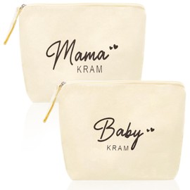 Lets Joy Pack of 2 Mum Cosmetic Bag Cosmetic Bag for Mum, Gifts to Become Mum, Portable Travel Bag Cosmetic Bag Gift for Best Mum in the Whole World, Baby Shower Gifts, a