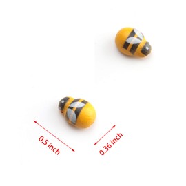 Ruwado 50 Pcs Wooden Bee Tiny Embellishments Self Adhesive Yellow Painted Flatback Bee Stickers for DIY Craft Project Scrapbooking Home Art Baby Shower Birthday Party Bridal Shower Decoration