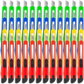 DIYSELF Knife 48 Pack Box Cutters Retractable Heavy Duty, Razor Knife with Smooth Mechanism, 9mm Wide Box Cutter Knife Used for Cutting Paper, Plastic and Boxes