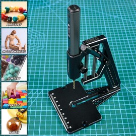 AM ARROWMAX 5-Speed Mini Electric Drill Pen with Benchtop Drill Press, 10 Small Drill Bits with Aluminium Box, OLED Display, LED Lights, 3/32-Inch Keyless Chuck (SDS ULTRA PLUS)