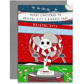 Bristol City Football Christmas Card - A5 Sized Card (148mm x 210mm) with Grey Envelope. Designed and Printed in the UK