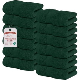 RIVERSIDE - Paquete de 12 paños faciales 100% algodón de primera calidad, 12 x 12 pulgadas, suaves y absorbentes para el cuerpo y la ducha, ropa de lavado de baño, juego de toallas faciales duraderas