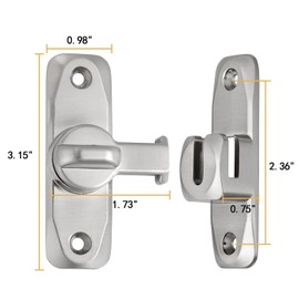 INIRET 4 Pack Barn Door Latches - Silver 90/180 Degree Gate Lock Set - Zinc Alloy Right Angle Lock - Flip Gate Hardware - Secure Sliding Door Locks for Cabinets and Bathrooms