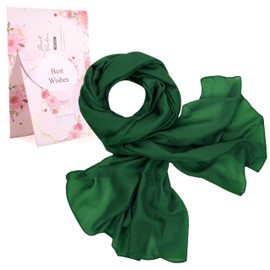 Tuopuda Women's Scarf Sun Protection Scarf Silk Scarves for Evening Dress Wedding Sandy Beach Scarf Cotton and Linen Gift Women Silk Scarf Plain 180 x 80 cm, dark green