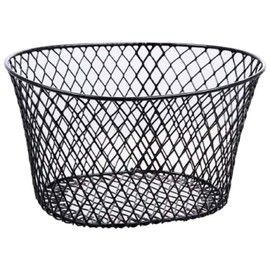 Small Metal Rectangular, Oval and Round Wire Baskets with or without Handles, Black and White, 4-ct Sets (Oval Black Without Handles)
