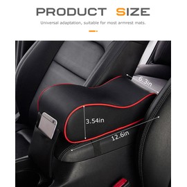 SCUARI Center Console Cover,Car Accessories Car Center Console Cover,Soft Memory Foam Car Armrest Cushion,Car Arm Rest Cushion with Storage Bag,Leather Car Arm Rest Cushion,Fit Most Car (Black&Red)