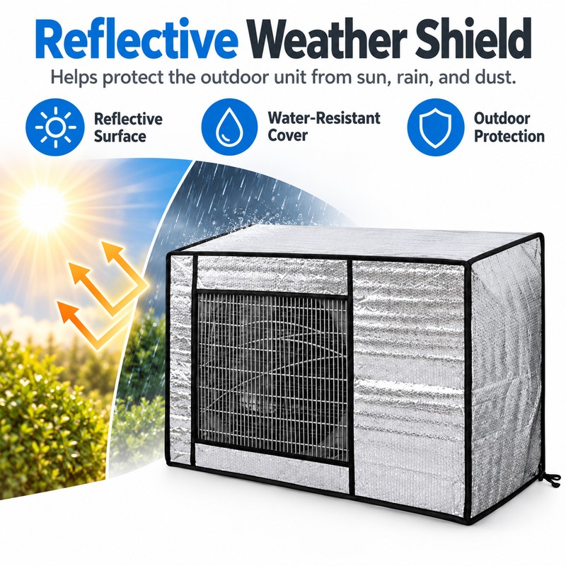 Outdoor Air Conditioner Cover with UV Protection, Water-Resistant Foil-Style Fabric,
