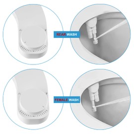Bidet Attachment for Toilet UK Left - Left Hand Bidet Ultra-Slim Non-Electric Dual Nozzle (Frontal & Rear Wash) Adjustable Water Pressure, Bidet Toilet Seat Attachment,Easy to Install (White)