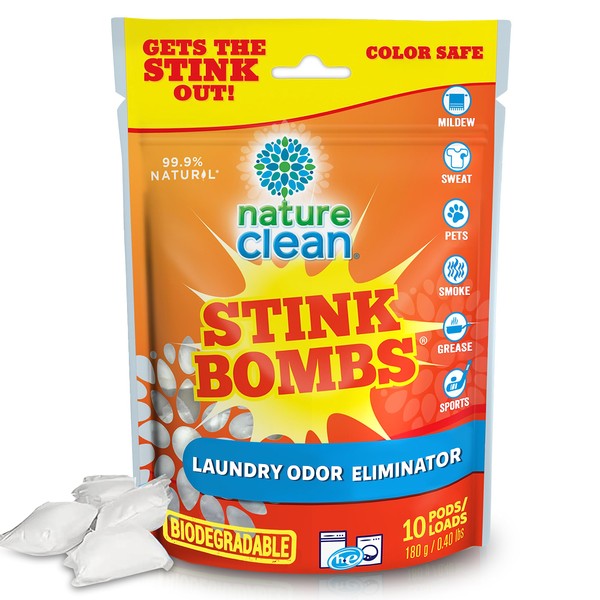 Nature Clean Stink Bombs Odor Remover Pacs for Laundry, 10