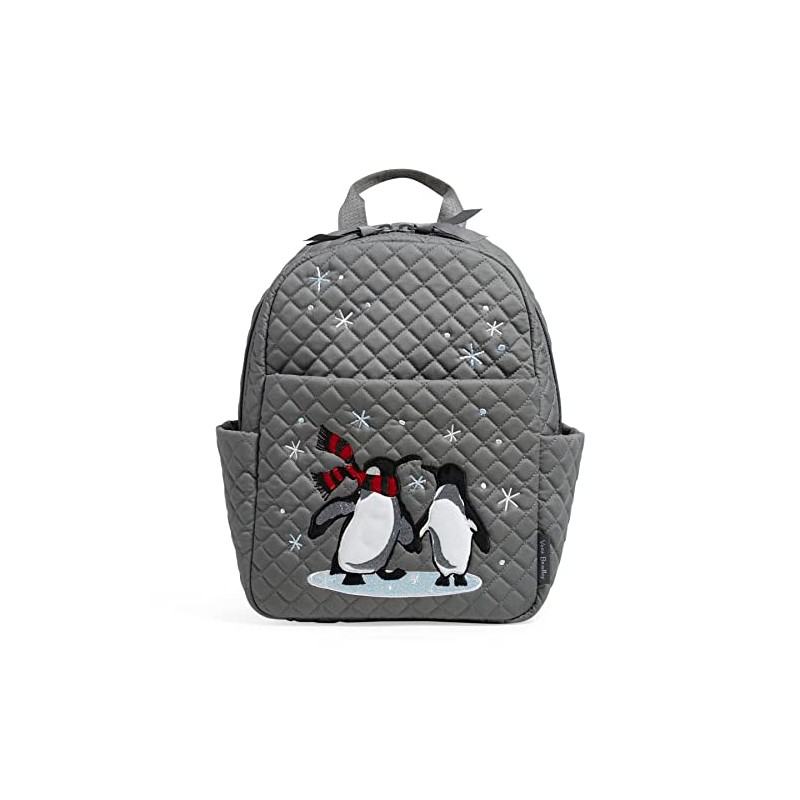Vera Bradley Women's Small Backpack Bookbag, Penguin Pair-Recycled Cotton, One