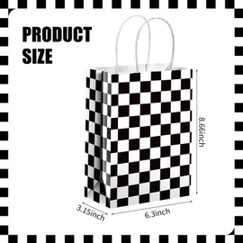 YQWIN 24Pcs Race Car Party Favor Bags Race Car Party Decorations Race Car Gift Bags Race Car Party Goodie Bags Black White Checkered Goodie Bags Racing Car Treat Bags for Racing Car Party Decorations