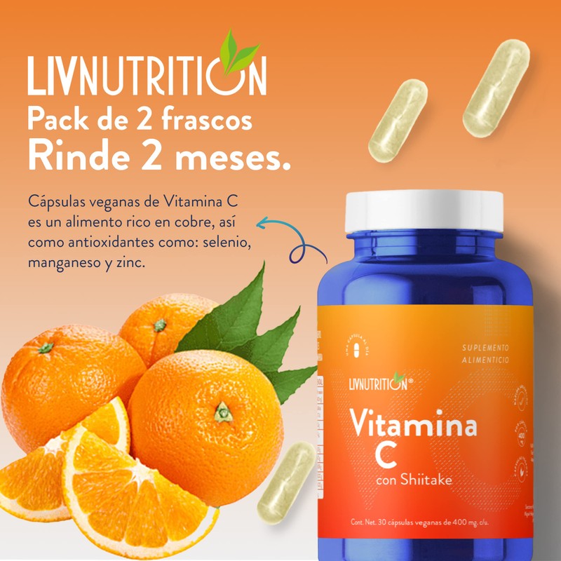 Vitamina C con Shiitake en polvo con 60 cápsulas de