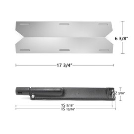 Votenli C2630A (4-Pack) S9123A (4-Pack) 17 3/4” Heat Plates and 15 13/16” Burners Replacement for Jenn Air Grill 720-0062, 720-0063, 720-0099, 720-0100, 720-0101, 720-0138, 720-0139, 720-0141