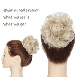 Synthetic Hair Bun Extensions Messy Curly Hair Scrunchies Hairpieces Updo Donut Hairpieces for Women -Bleach Blond & Bleach White