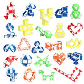 Ganowo 24 Pack Fidget Snake Cube, Mini Twist Puzzle Party Bag Fillers Bulk Toys for Kids Teens Birthday Stocking Stuffers Party Favors Supplies Goodie Bags Fillers, Random Colors
