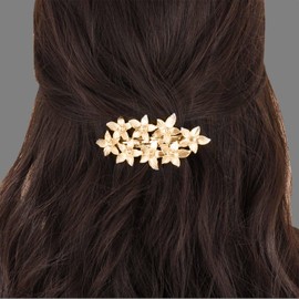 Andelaisi Boho Crystal Flower Hair Clip Barrette Rhinestone Flower Bridal Hair Clips Vintage Flower Wedding Headpiece Shiny Cz Flower Floral Hairclip Bride Hair Accessories(Gold)