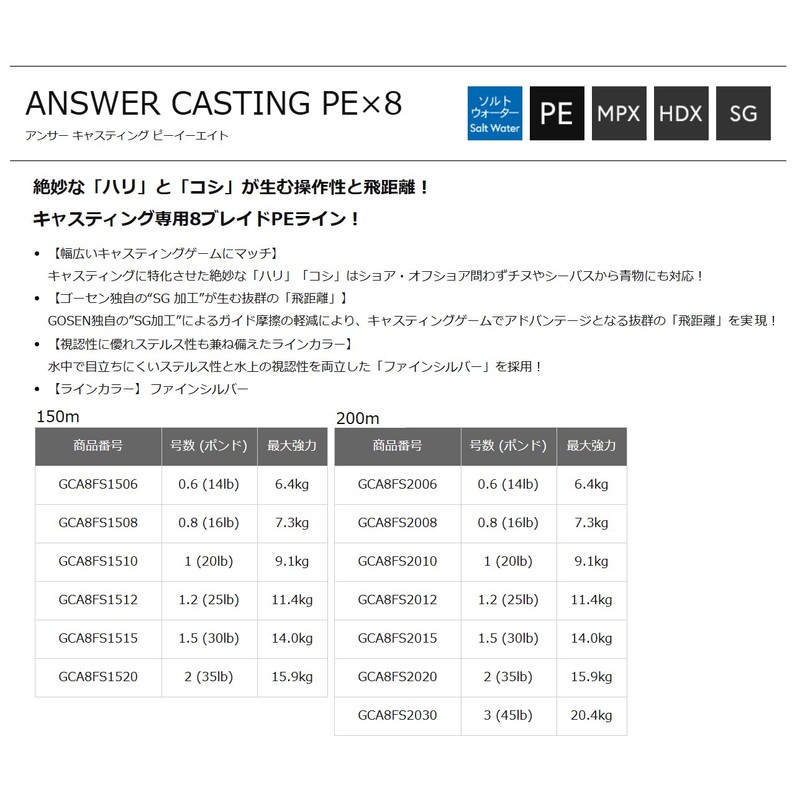 GOSEN Anser Casting PE x 8, 668.4 ft (200 m),