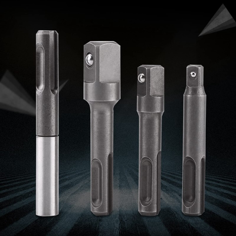 HilBeliFU 4Pcs SDS Plus Adapter Set, 1/4 3/8 1/2in SDS
