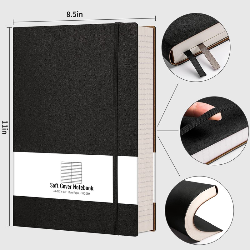 AHGXG 8.5''×11' Notebook College Ruled - Large A4 Notebook Lined