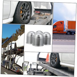 GRIRIW 4pcs Trailer Coupling Ball Head Cover with Locking Ring Towing Hitch Protector Corrosion Resistant Towing Cover for Rv Truck Caravan Dustproof Trailer Lock Accessory