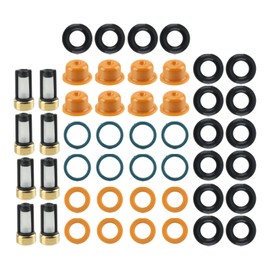 Topkidame 8 Set Fuel Injector Seal Kits Include O-Rings, Pintle Caps, Seal Spacers and Filter Baskets, Replaces 0280150962