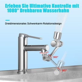 KOZR Tap Attachment and Tap Extension, Rotatable Multifunctional Extension Tap with 1080 Degrees, Filter Function for Maximum Comfort and Convenience