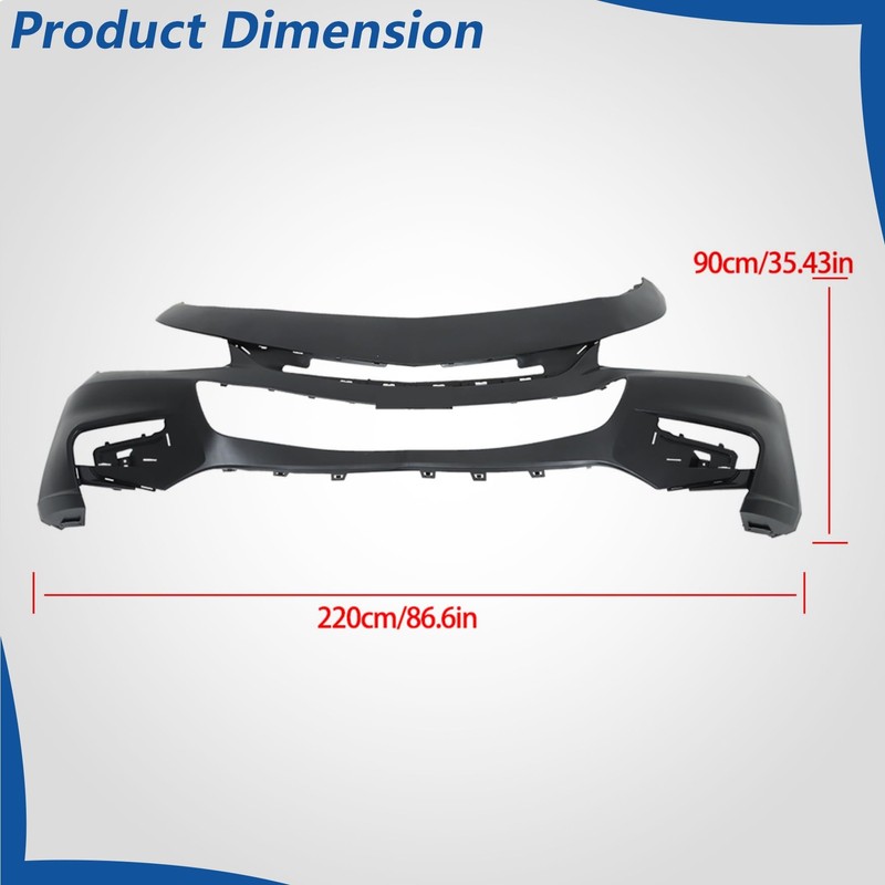 WFLNHB Primered Front Bumper Cover Replacement for Malibu 2016 2017