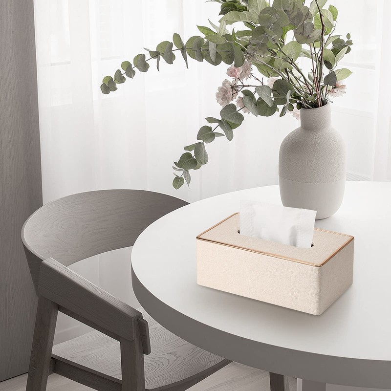 Tissue Box Cover, PU Leather Tissue Box Holder, Rectangular Tissue
