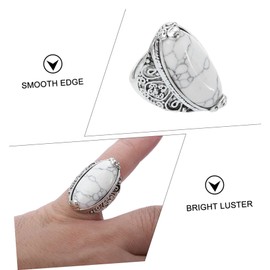 LIFKOME Elegant Retro Turquoise Ring for Women Unique Carving Design Lightweight Finger Jewelry Holidays and Parties Fashion Accessory for All Styles